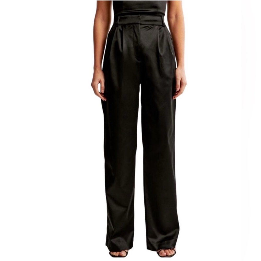 Abercrombie & Fitch  Black High Waisted High Rise Sloane Tailored Satin Pant
